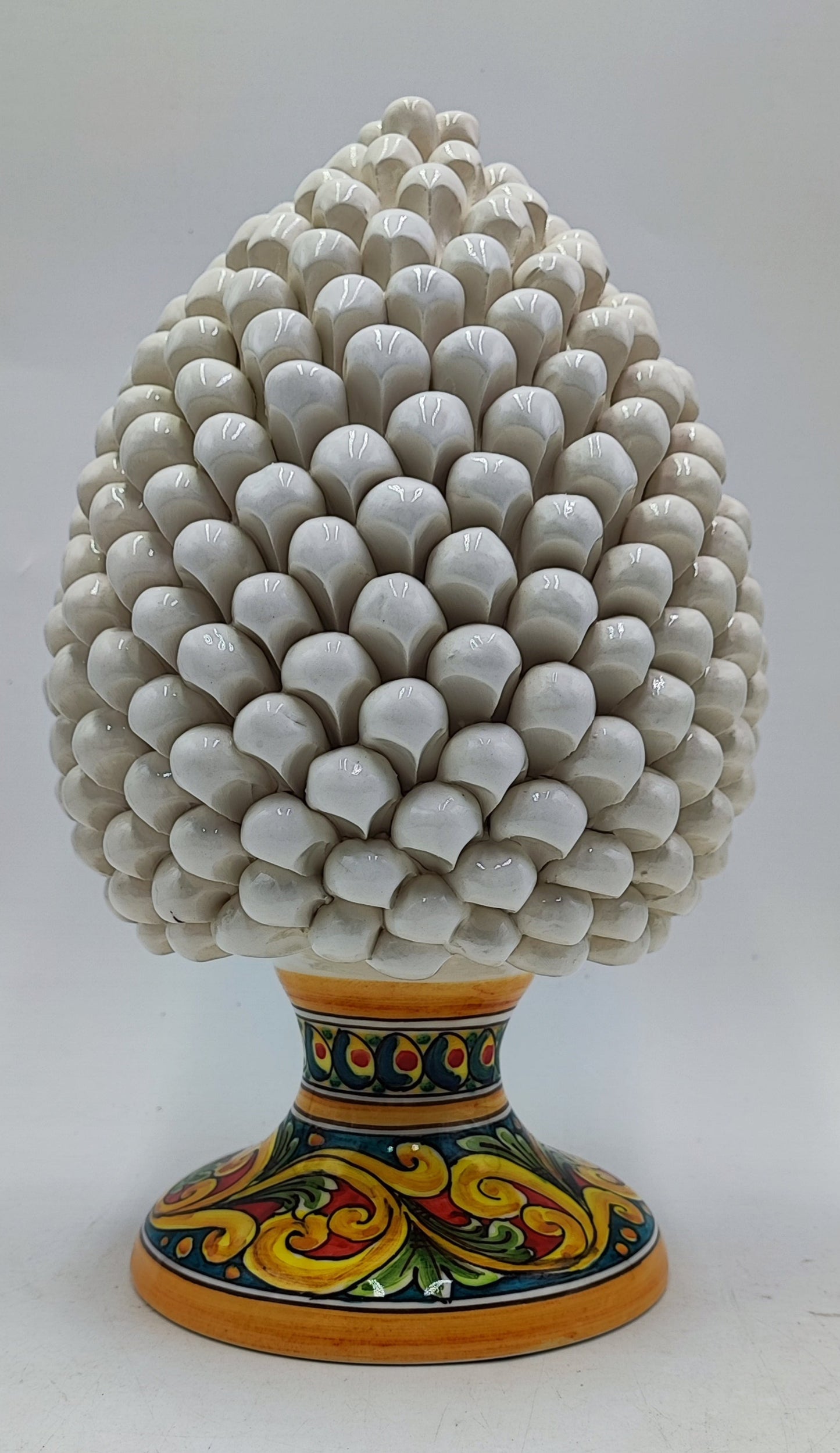 Handcrafted Ceramic Pine Cone - Stunning Art Piece for Home Decor Enthusiasts, andwith decorative base 32/33 cm approx