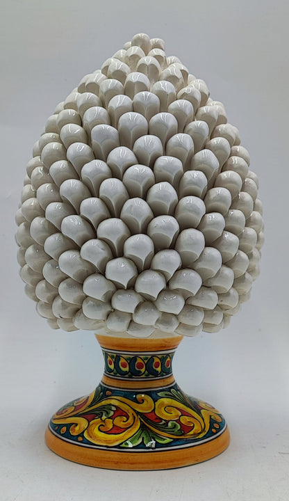 Handcrafted Ceramic Pine Cone - Stunning Art Piece for Home Decor Enthusiasts, andwith decorative base 32/33 cm approx