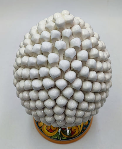 Handcrafted Ceramic Pine Cone - Stunning Art Piece for Home Decor Enthusiasts, andwith decorative base 32/33 cm approx