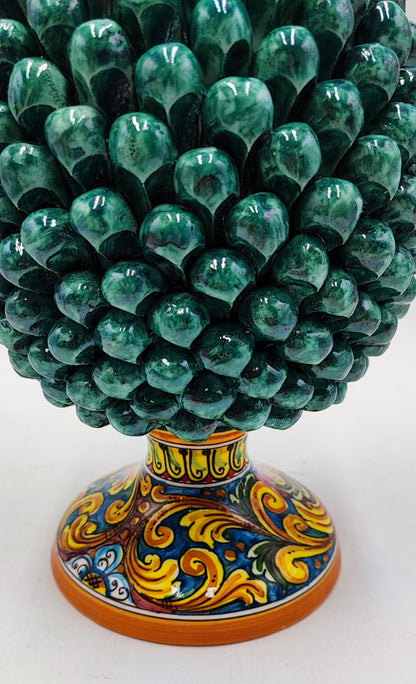 Handcrafted Ceramic Pine Cone - Stunning Art Piece for Home Decor Enthusiasts, andwith decorative base 32/33 cm approx