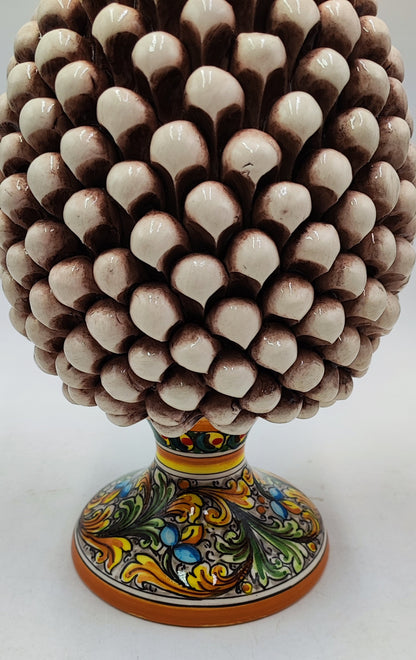 Handcrafted Ceramic Pine Cone - Stunning Art Piece for Home Decor Enthusiasts, andwith decorative base 32/33 cm approx