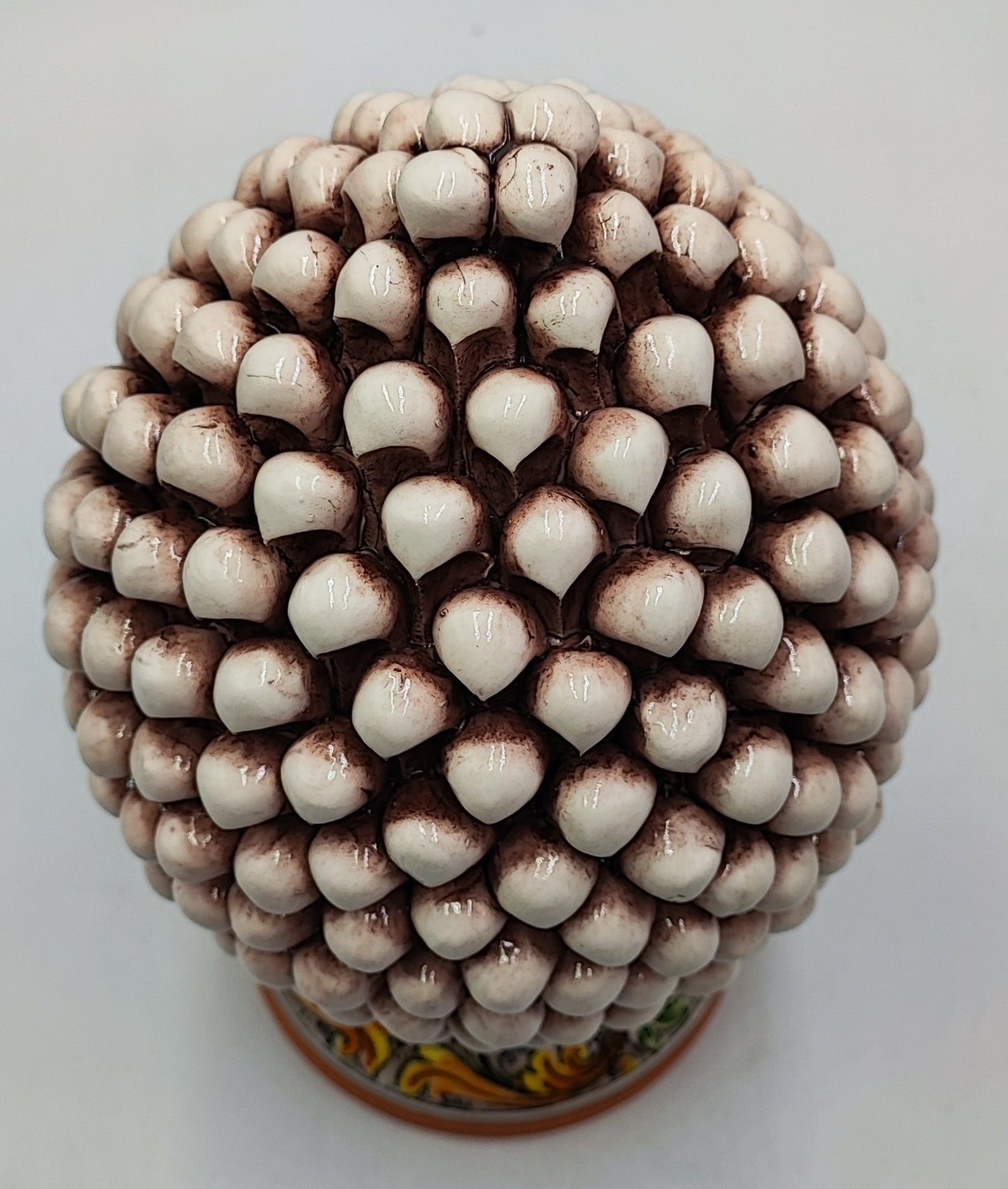 Handcrafted Ceramic Pine Cone - Stunning Art Piece for Home Decor Enthusiasts, andwith decorative base 32/33 cm approx