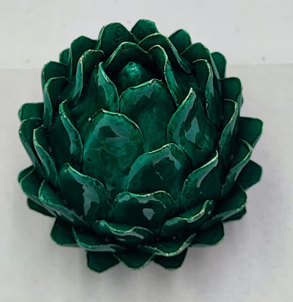 Caltagirone Mother of Pearl Artichoke 15/16cm (5.9"–6.3") – Handcrafted Sicilian Ceramic – Iridescent Glaze Ornament