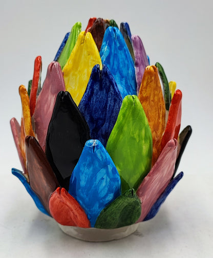 Caltagirone Mother of Pearl Artichoke 15/16cm (5.9"–6.3") – Handcrafted Sicilian Ceramic – Iridescent Glaze Ornament