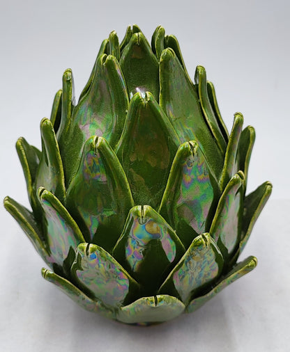 Caltagirone Ceramic Mother of Pearl Artichoke (15/16 cm) - Sicilian Craftsmanship