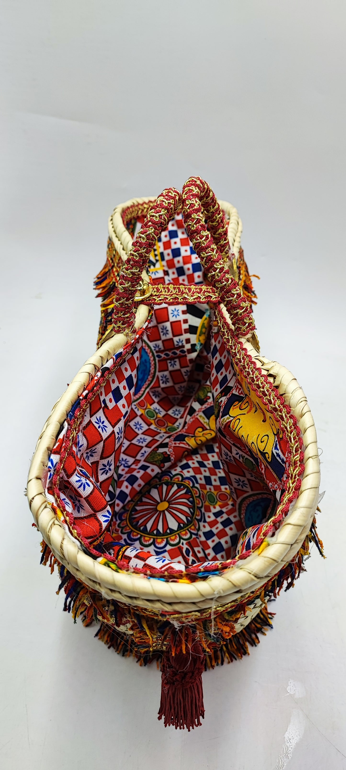 Italian Handmade Straw Tote Bag – Mediterranean Boho Chic | 47x27 cm (18.5x10.6 in)