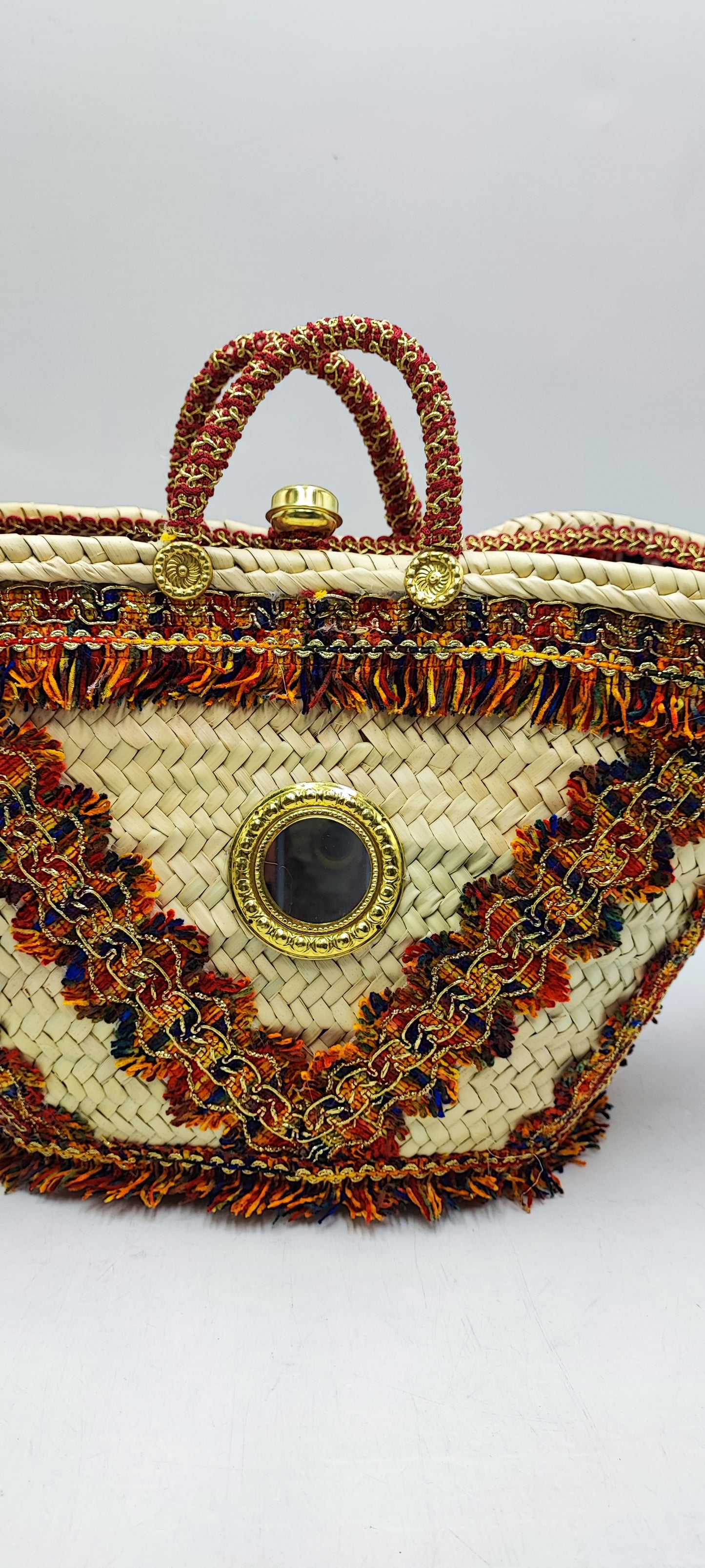 Italian Handmade Straw Tote Bag – Mediterranean Boho Chic | 47x27 cm (18.5x10.6 in)