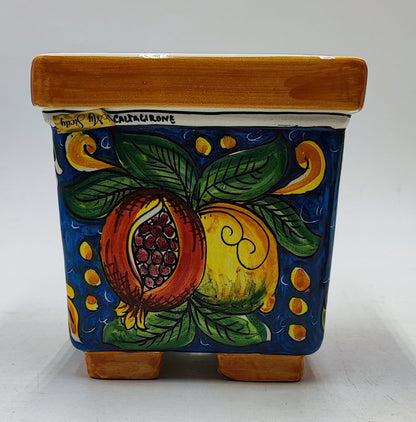 Ceramica di Caltagirone Square Planter – 17cm (6.7 inches) – Handcrafted Sicilian Ceramic Pot