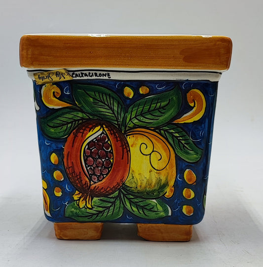 Ceramica di Caltagirone Square Planter – 17cm (6.7 inches) – Handcrafted Sicilian Ceramic Pot