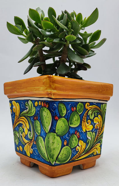 Ceramica di Caltagirone Square Planter – 17cm (6.7 inches) – Handcrafted Sicilian Ceramic Pot