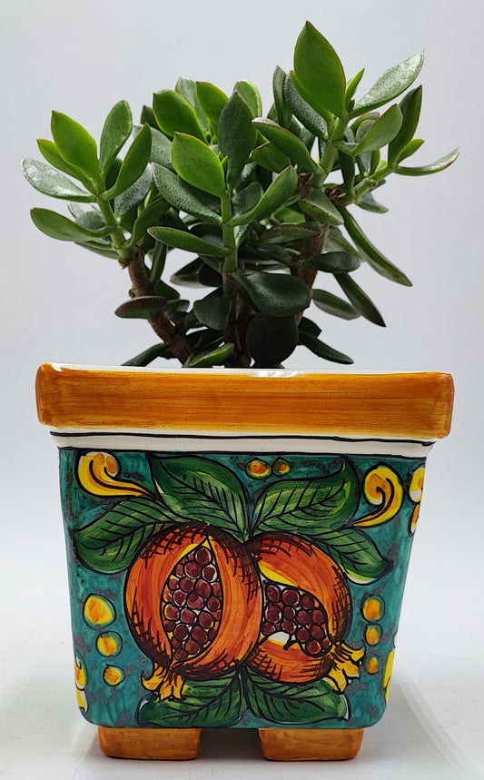Ceramica di Caltagirone Square Planter – 17cm (6.7 inches) – Handcrafted Sicilian Ceramic Pot