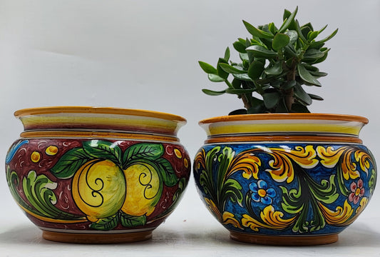 Handcrafted Caltagirone Ceramic Vase Holder – Hand-Painted Italian Pottery – Sicilian Decor – Majolica Flower Vase