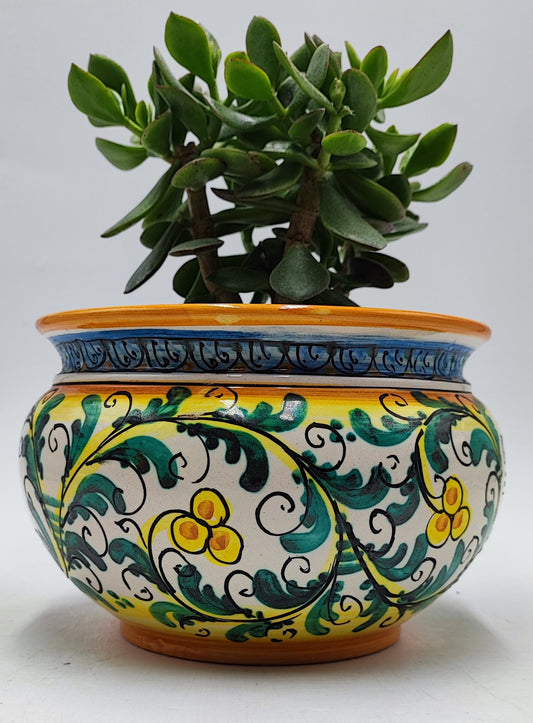 Handcrafted Caltagirone Ceramic Vase Holder – Hand-Painted Italian Pottery – Sicilian Decor – Majolica Flower Vase