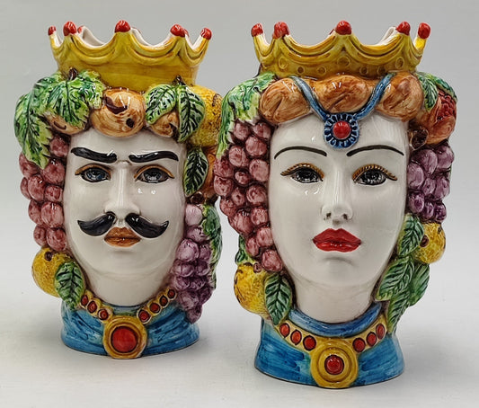 Ceramica di Caltagirone " Sicilian Moorish heads" Greek style 25H