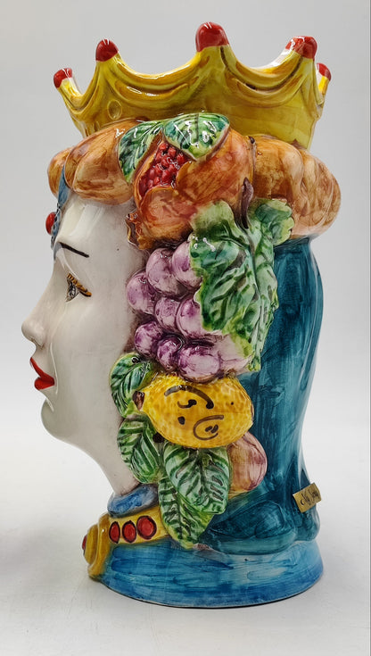 Ceramica di Caltagirone " Sicilian Moorish heads" Greek style 25H
