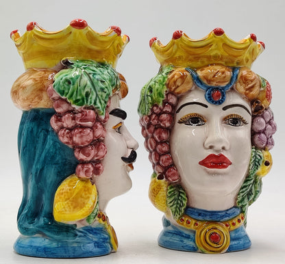 Ceramica di Caltagirone Sicilian Moorish Heads - Handcrafted Mediterranean Art Sculpture in Italian Pottery