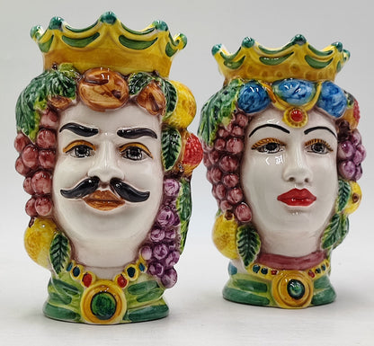 Ceramica di Caltagirone Sicilian Moorish Heads - Handcrafted Mediterranean Art Sculpture in Italian Pottery