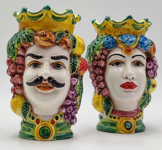 Ceramica di Caltagirone Sicilian Moorish Heads - Handcrafted Mediterranean Art Sculpture in Italian Pottery