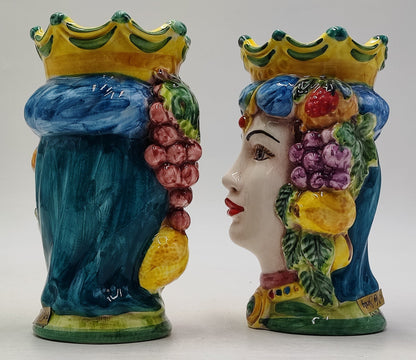 Ceramica di Caltagirone Sicilian Moorish Heads - Handcrafted Mediterranean Art Sculpture in Italian Pottery