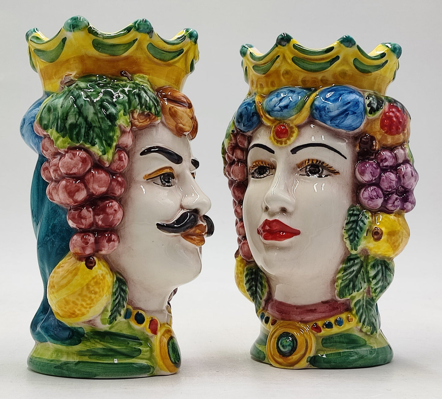 Ceramica di Caltagirone Sicilian Moorish Heads - Handcrafted Mediterranean Art Sculpture in Italian Pottery