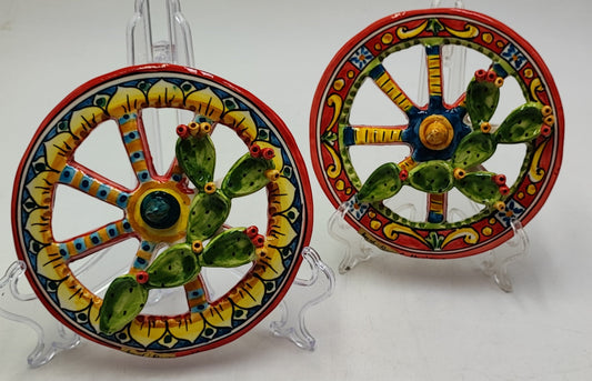 Splendid Sicilian Cart Wheel in Ceramica di Caltagirone  16 cm Approx Various colorings