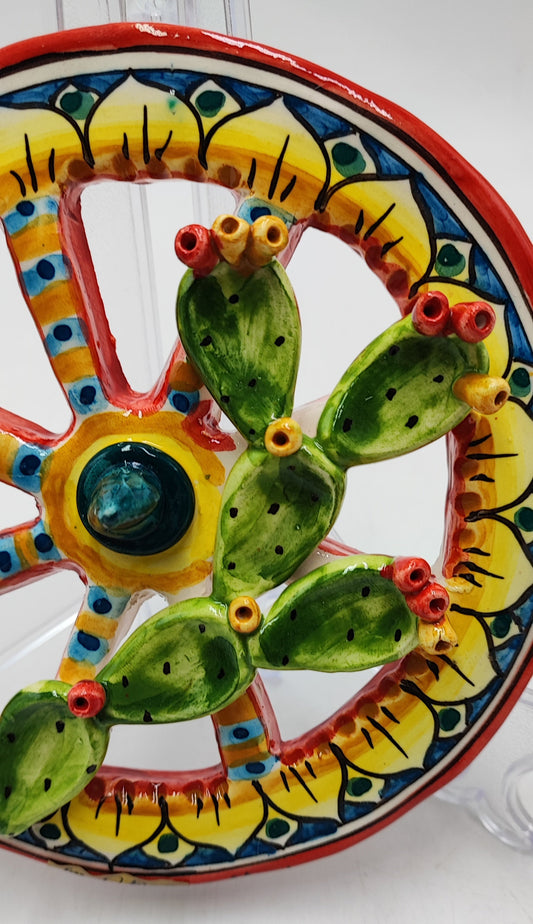 Splendid Sicilian Cart Wheel in Ceramica di Caltagirone  16 cm Approx Various colorings
