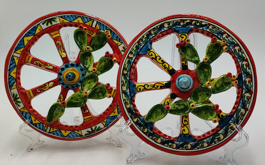 Splendid Sicilian Cart Wheel in Ceramica di Caltagirone  20/21 cm Approx Various colorings