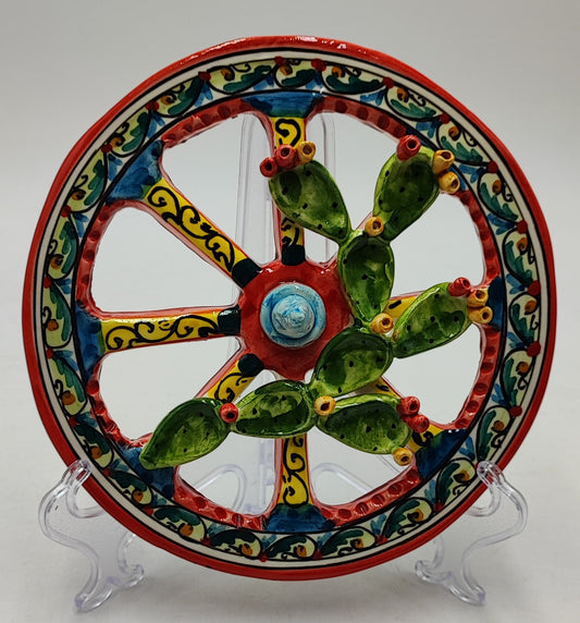 Splendid Sicilian Cart Wheel in Ceramica di Caltagirone  20/21 cm Approx Various colorings