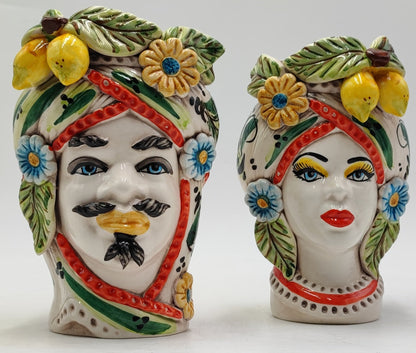 Ceramica di Caltagirone Sicilian Moorish Heads - Handcrafted Mediterranean Art Sculpture in Italian Pottery