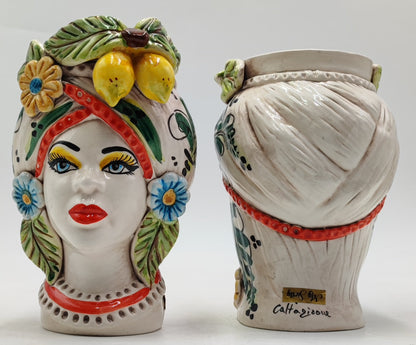 Ceramica di Caltagirone Sicilian Moorish Heads - Handcrafted Mediterranean Art Sculpture in Italian Pottery