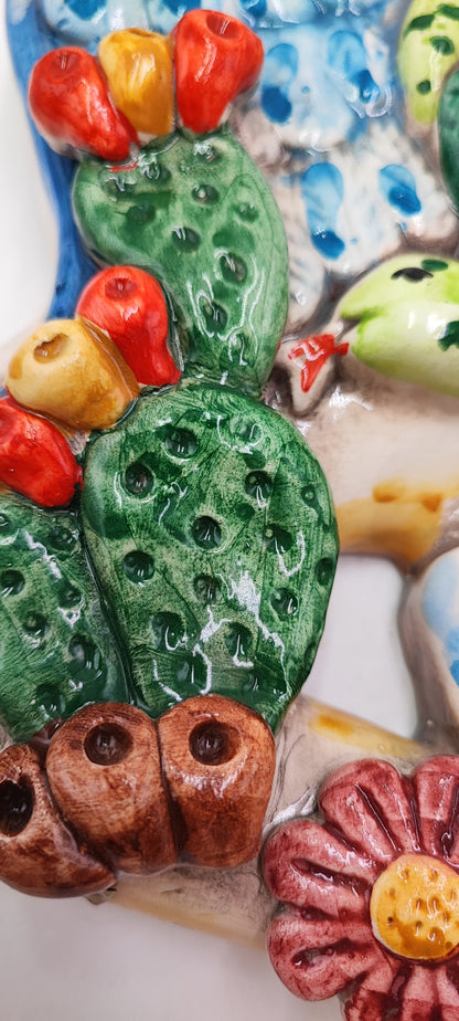 Caltagirone Ceramic Trinacria Plate 37cm  – Handmade Sicilian Wall Art