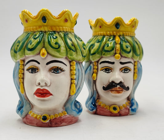 Ceramica di Caltagirone " Sicilian Moorish heads" Emiri style