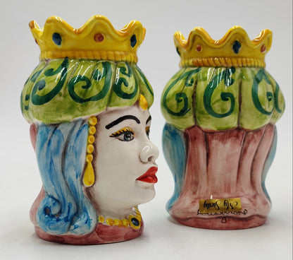 Ceramica di Caltagirone " Sicilian Moorish heads" Emiri style