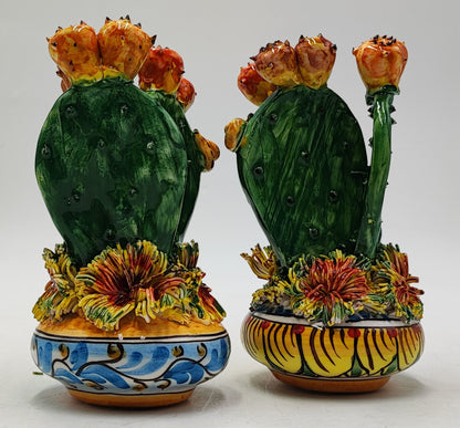 Ceramica di Caltagirone Prickly Pear Sculpture – 20 cm (7.8”) Height, 11 cm (4.3”) Width