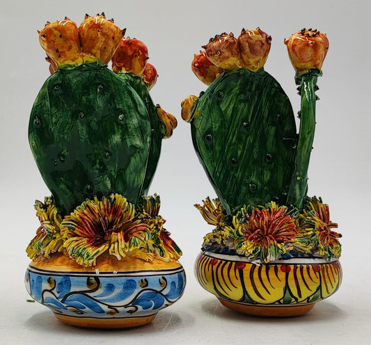 Ceramica di Caltagirone Prickly Pear Sculpture – 20 cm (7.8”) Height, 11 cm (4.3”) Width