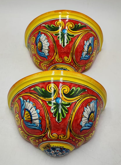 Hand-Painted Sicilian Wall Planters – Authentic Ceramica di Caltagirone, Italian Floral Design
