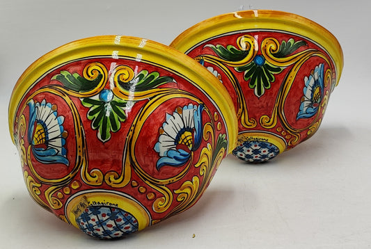 Hand-Painted Sicilian Wall Planters – Authentic Ceramica di Caltagirone, Italian Floral Design