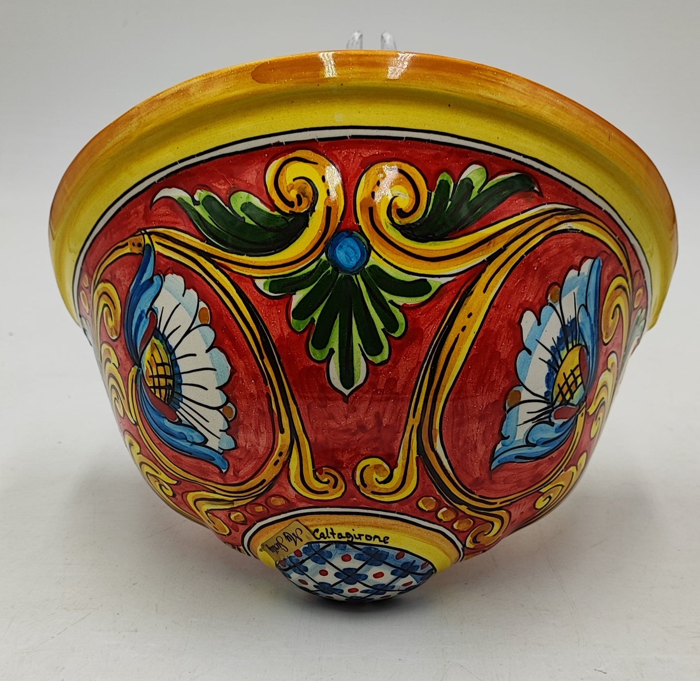 Hand-Painted Sicilian Wall Planters – Authentic Ceramica di Caltagirone, Italian Floral Design