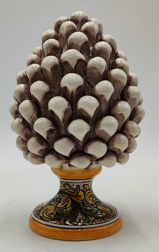 Handmade Sicilian Ceramic Pine Cone: Caltagirone Pottery, Sugar Paper Blue (7.87”)