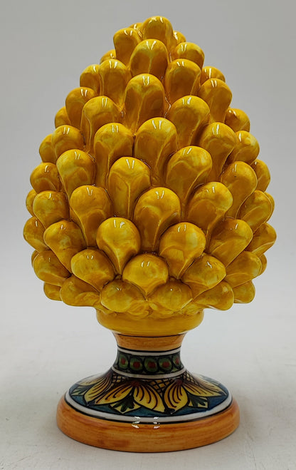 Handmade Sicilian Ceramic Pine Cone: Caltagirone Pottery, Sugar Paper Blue (7.87”)