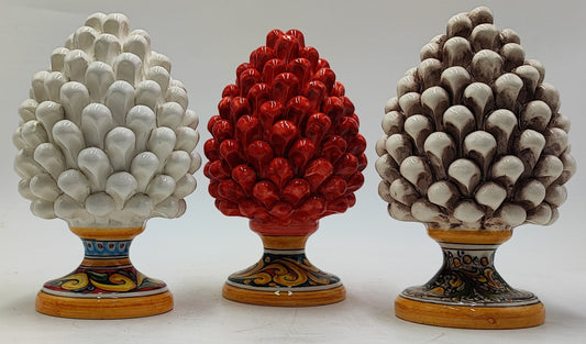 Handmade Sicilian Ceramic Pine Cone: Caltagirone Pottery, Sugar Paper Blue (7.87”)