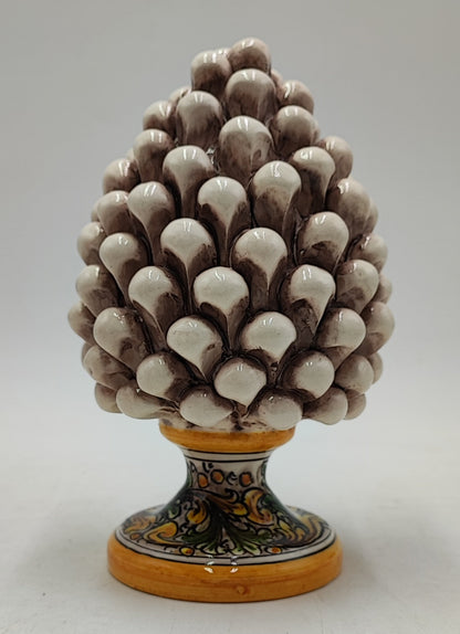 Handmade Sicilian Ceramic Pine Cone: Caltagirone Pottery, Sugar Paper Blue (7.87”)