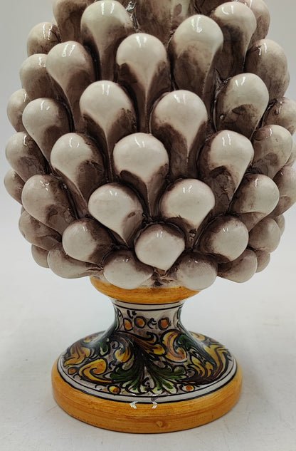 Handmade Sicilian Ceramic Pine Cone: Caltagirone Pottery, Sugar Paper Blue (7.87”)