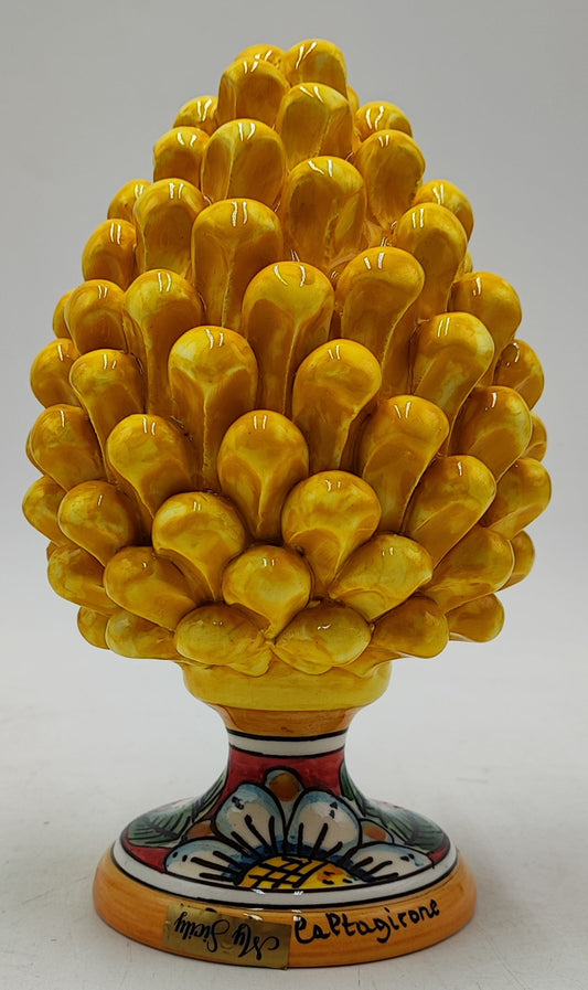 Handmade Sicilian Ceramic Pine Cone: Caltagirone Pottery, Sugar Paper Blue (7.87”)