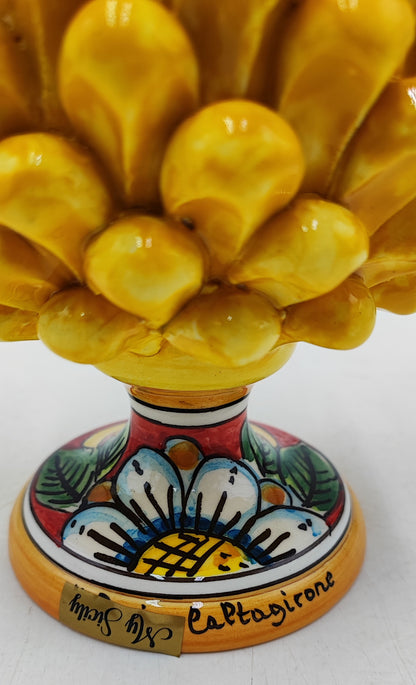 Handmade Sicilian Ceramic Pine Cone: Caltagirone Pottery, Sugar Paper Blue (7.87”)
