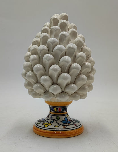 Handmade Sicilian Ceramic Pine Cone: Caltagirone Pottery, Sugar Paper Blue (7.87”)
