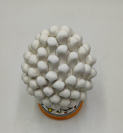 Handmade Sicilian Ceramic Pine Cone: Caltagirone Pottery, Sugar Paper Blue (7.87”)