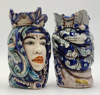 Ceramica di Caltagirone " Sicilian ( Africane Model ) Moorish heads" 20H