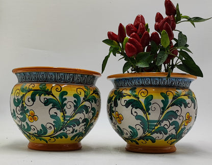 Handcrafted Caltagirone Ceramic Vase Holder- Hand-painted Beauty
