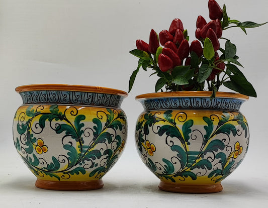 Handcrafted Caltagirone Ceramic Vase Holder- Hand-painted Beauty